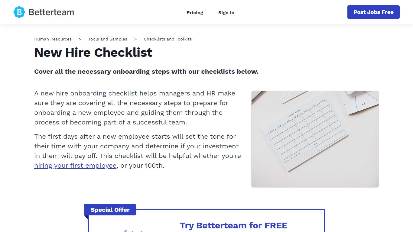 New Hire Checklist - Betterteam